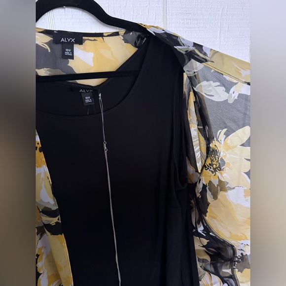 Alyx size 18w nwt Black Dress with floral kimono overlay - Picture 5 of 8